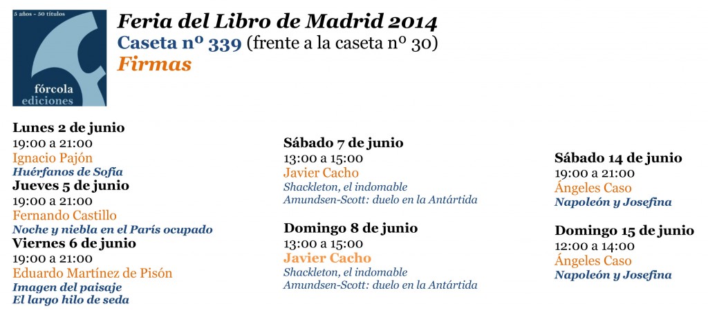 Fórcola en la Feria del Libro de Madrid: calendario de firmas